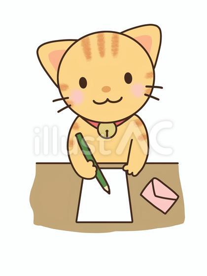 手紙を書こうとする猫