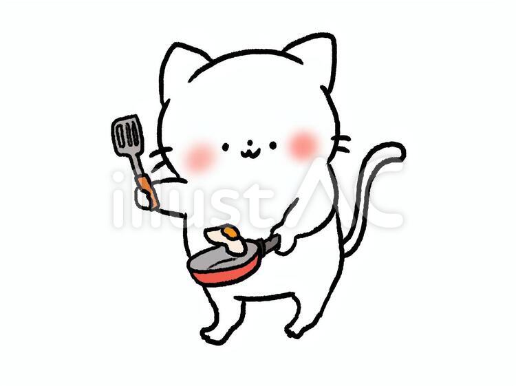 目玉焼きとねこ 猫,動物,哺乳類のイラスト素材