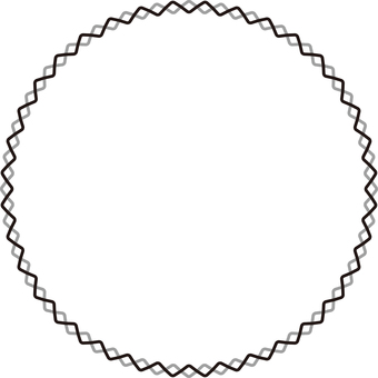 二重波線丸フレーム・黒 フレーム,飾り,枠,罫,囲み,線,背景,二重,波線,シンプルのイラスト素材