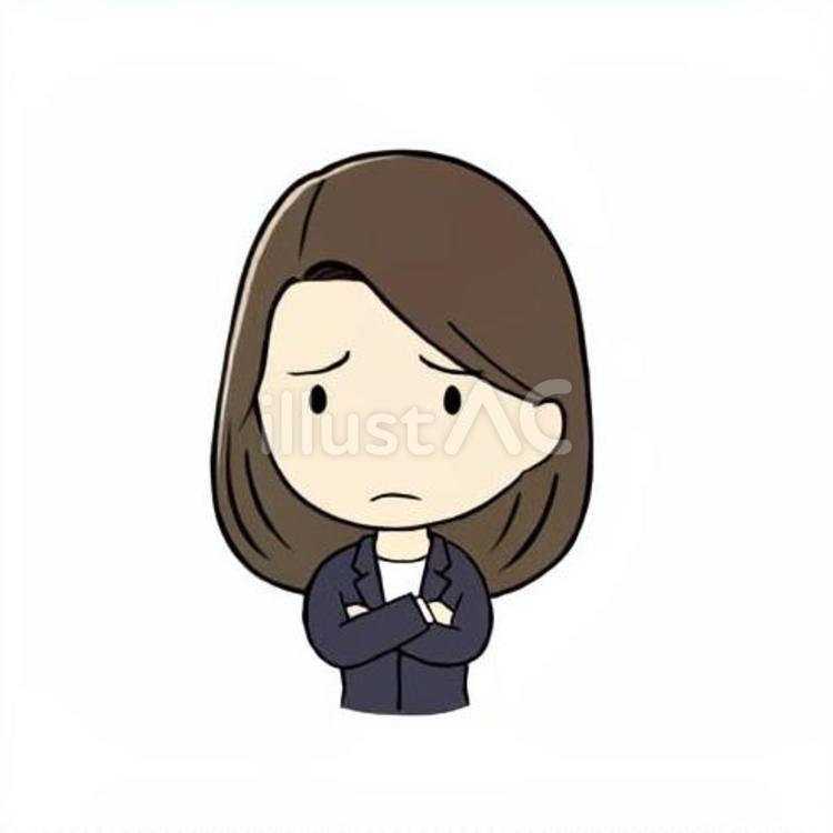 困り顔の会社員女性 困る,困り顔,難しいのイラスト素材