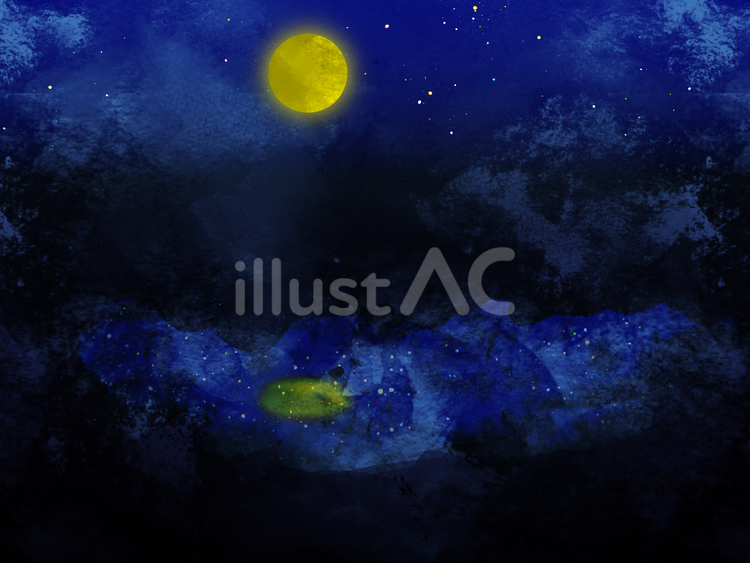 満月と森の中の湖 月,満月,夜のイラスト素材