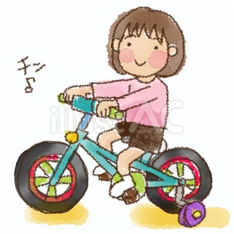 三輪車がわりに自転車買ってもらったの。 人物,子ども自転車,自転車のイラスト素材