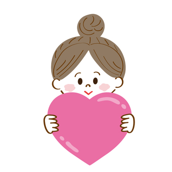 girl holding a pink heart, , JPG, PNG and AI