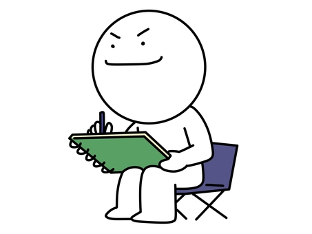 座ってスケッチする棒人間 スケッチ,棒人間,描く,見る,椅子,模写,座る,かわいい,シンプル,人物のイラスト素材