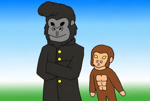 番長ゴリラ ゴリラ,番長,野生,猿,腹筋のイラスト素材