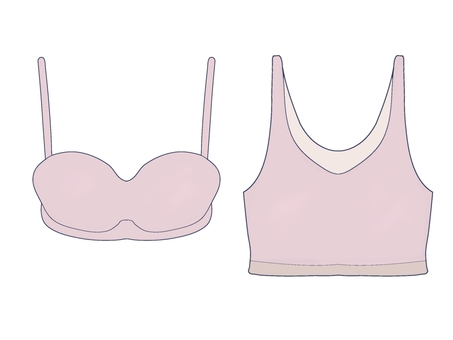 女性ブラジャー(普段用・運動用) 女性用,レディース,下着,肌着,衣類,ブラジャー,スポーツブラ,インナー,スポーツウェア,無地のイラスト素材