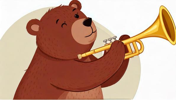 Trumpeting Bear, JPG Trumpeting Bear, bear, performance, trumpet, JPG