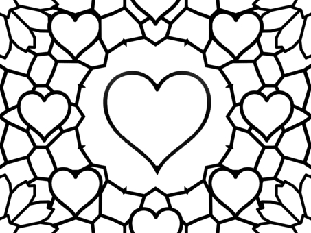 シームレスなモザイク　ｒ　ハートの線画  ハート,マーク,バレンタイン,お祝い,飾り,幸せ,ロマン,ロマンティック,かわいい,イベントのイラスト素材