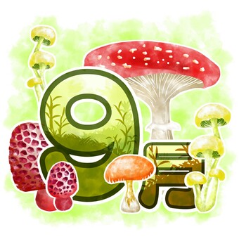 Illustration, september, mushroom, the season, JPG and PNG