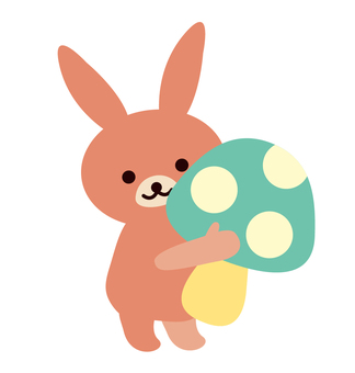 rabbit picking mushrooms, , JPG, PNG and AI