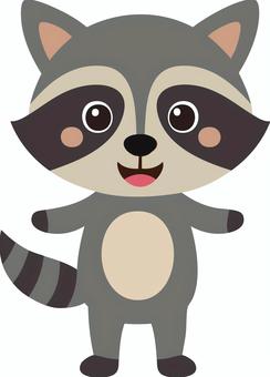 二本足で立つグレーのタヌキ たぬき,動物,生き物,動物園,哺乳類のイラスト素材