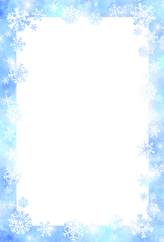 雪の結晶の水彩フレーム　冬の模様飾り縦 雪の結晶,フレーム,枠,冬,雪,飾り枠,キラキラ,囲み,装飾,飾り罫のイラスト素材