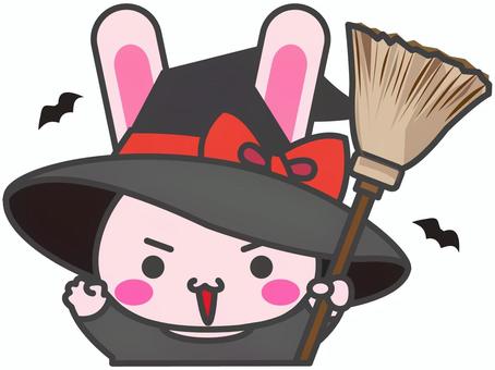 ハロウィンの魔女ウサギ