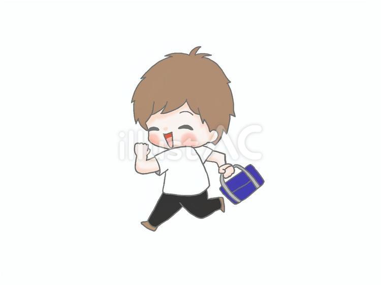 走る　男子学生４ 手描き,茶髪,男の子のイラスト素材