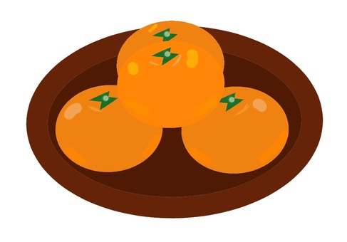 お盆に乗ったみかん みかん,果物,冬,お正月,正月,食べ物,くだもの,オレンジのイラスト素材