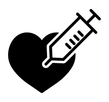 ハートと注射器のアイコン 注射,注射器,ハート,アイコン,医療,健康,治療,病院,ヘルスケア,シルエットのイラスト素材