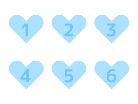 ランキングやステップ用ハートボタンセット ランキングやステップ用ハートボタンセット ハート,数字,番号,インデックス,ランキング,ステップ,アイコン,水色,青,パステルのイラスト素材