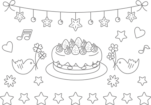 Illustration, un anniversaire, un gâteau, une fête, 