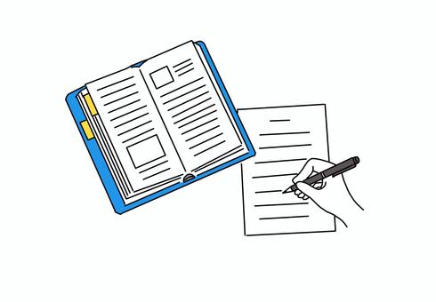 事務作業 書類 照合 内容確認 メモ ファイル,オフィス,ビジネス,仕事,書類,資料,照合,シャープペン,ボールペン,筆記用具のイラスト素材