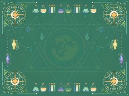魔法道具フレーム背景2 魔法,魔法道具,ポーション,月,星,不思議,ミステリアス,神秘的,デザイン,詰め合わせのイラスト素材