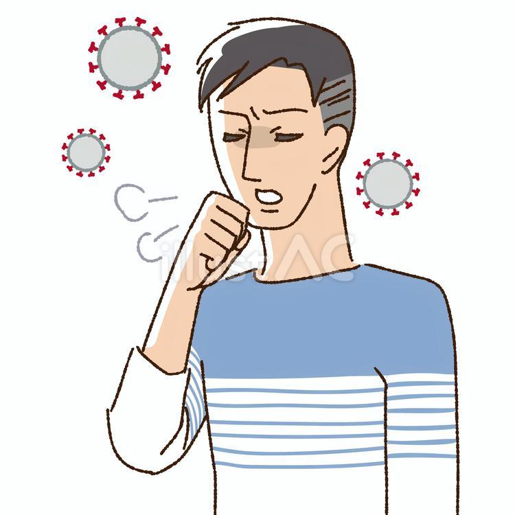 具合が悪そうに咳き込む男性 咳,くしゃみ,ぜんそくのイラスト素材