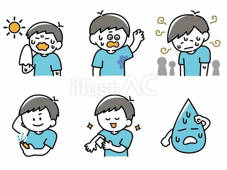 夏の汗＆ニオイ対策セット 夏,汗,においのイラスト素材