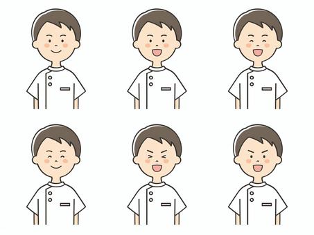 男性看護士の笑った表情セット 男性看護士の笑った表情セット ワクワク,楽しみ,笑顔,楽しい,嬉しい,喜び,男性,男,看護師,看護士のイラスト素材