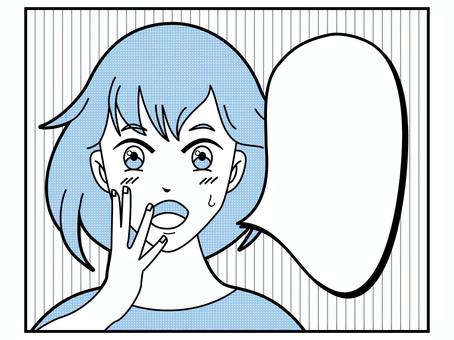 漫画風　驚いている女性 人物,漫画,漫画風,コミック,コミック風,コマ,吹き出し,線画,手書き,女性のイラスト素材
