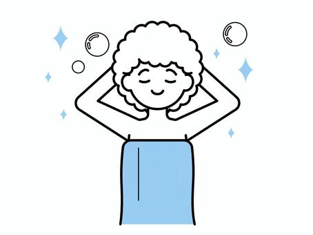 美容・シャンプー中の女性のイラスト03 人物,女性,シャンプー,20代,30代,40代,美容,ヘアケア,洗髪,風呂のイラスト素材