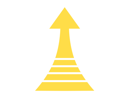 Upward yellow arrow with tapered white stripes, , JPG and PNG