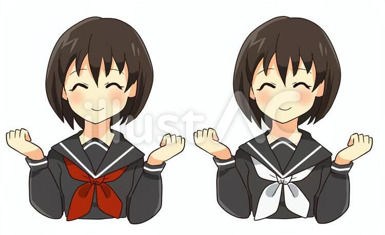 学生　女の子（セーラー服） セーラー服,生徒,中学生のイラスト素材