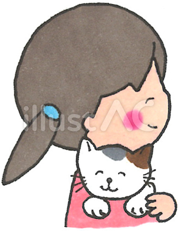 猫と女の子（だっこ） 猫,女の子,だっこのイラスト素材