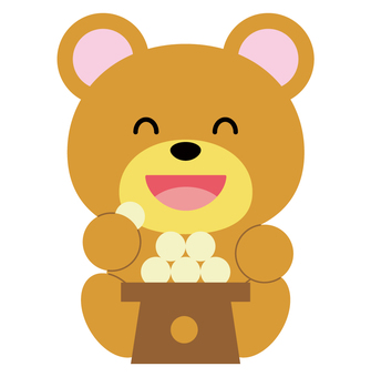 月見団子を食べるクマ お月見,月見団子,十五夜,動物,キャラクター,団子,秋,クマ,満月,かわいいのイラスト素材