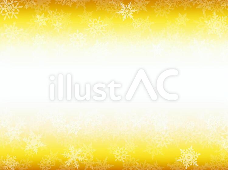 冬の背景・雪の結晶フレーム黄色 ゴールド,黄色,上下のイラスト素材