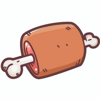 骨付き肉のかわいいデフォルメイラスト 骨付き肉,マンガ肉,肉,アニメ,ハム,ステーキ,グリル,ロースト,ジューシー,焼き肉のイラスト素材