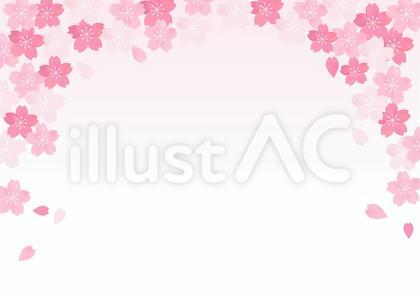 桜の花が美しい春の桜フレーム背景8グラデ