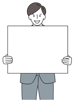 Office worker with placard 05, office worker, businessman, placard, JPG, PNG and AI