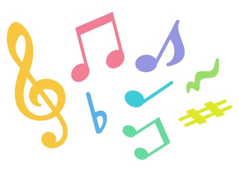 踊りだす音符のシンプルイラスト 音符,コンサート,音楽,演奏,作曲,dtm,音楽鑑賞,聴覚,カラフル,オーケストラのイラスト素材
