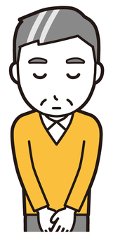 ニット中年男性(黄)-354-バスト  ニット中年男性(黄)-354-バスト おじぎ,おじさん,男性,中年,お父さん,パパ,シニア,ミドルエイジ,人物,かわいいのイラスト素材