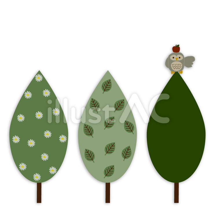 forest2 フクロウ,白背景,白バックのイラスト素材