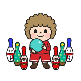 クリスマスっぽいボウリングのセット1 クリスマス,クリスマス会,クリスマスパーティー,親睦会,ボーリング,ボウリング,ボーリング場,遊び,大会,ストライクのイラスト素材