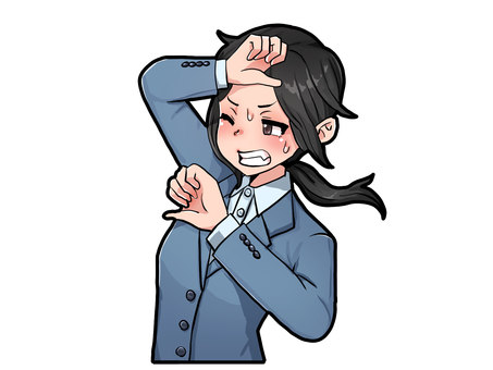 圧力には負けない 強風,女性,圧力,立ち向かう,汗,萌え絵のイラスト素材