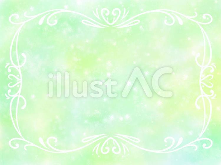 曲線フレーム付きメルヘン背景(黄緑系) 背景,フレーム,黄緑のイラスト素材