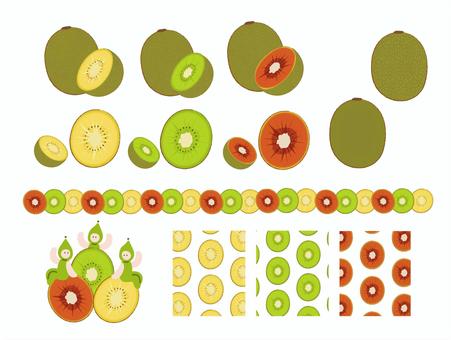 Illustration, kiwi, ruby abang, ijo, 
