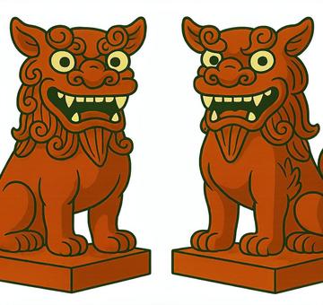 魔除けの守り神 阿吽のシーサー シーサー,沖縄,守り神,魔除け,伝説,動物,獅子,ライオン,阿吽,一対のイラスト素材