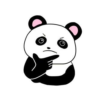 う〜んと考えるパンダ パンダ,キャラ,ポップ,かわいい,動物,考える,悩む,困る,わからない,思案のイラスト素材