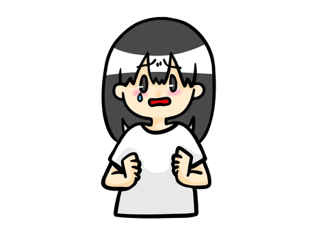 泣きべそをかいた女の子 女の子,少女,泣きべそ,涙目,必死,訴え,拗ねる,言い訳,うるうる,困り顔のイラスト素材