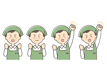 向上心のある男性店員のセット 向上心のある男性店員のセット やる気,頑張る,元気,頑張ろう,応援,ガッツポーズ,頑張れ,挑戦,努力,向上心のイラスト素材