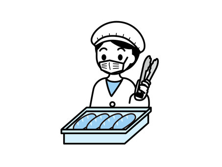 パンを配る給食当番の子ども03 人物,子ども,パン,コッペパン,保育園,幼稚園,小学校,こども園,福祉施設,給食のイラスト素材