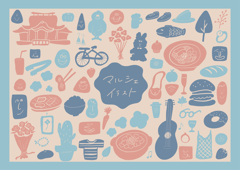 マルシェ＿手書きレトロカラー マルシェ,市,レトロ,手書き,ゆるい,シンプル,オシャレのイラスト素材